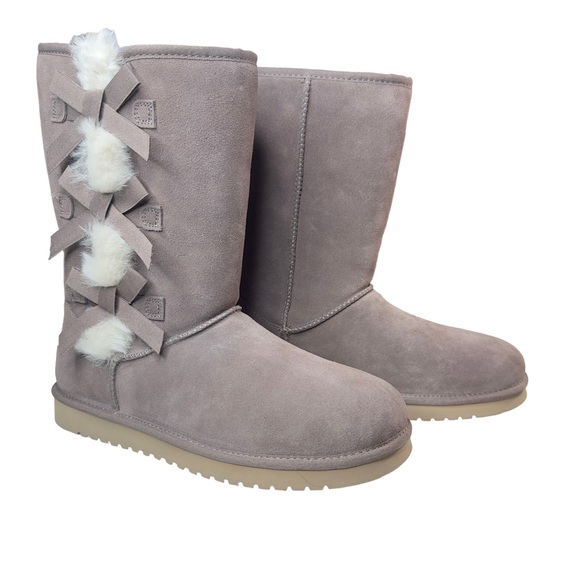 Koolaburra by UGG Shoes - Koolaburra by UGG Victoria Tall Boots Size 12 Cinder Suede Faux Fur Bow Detail
